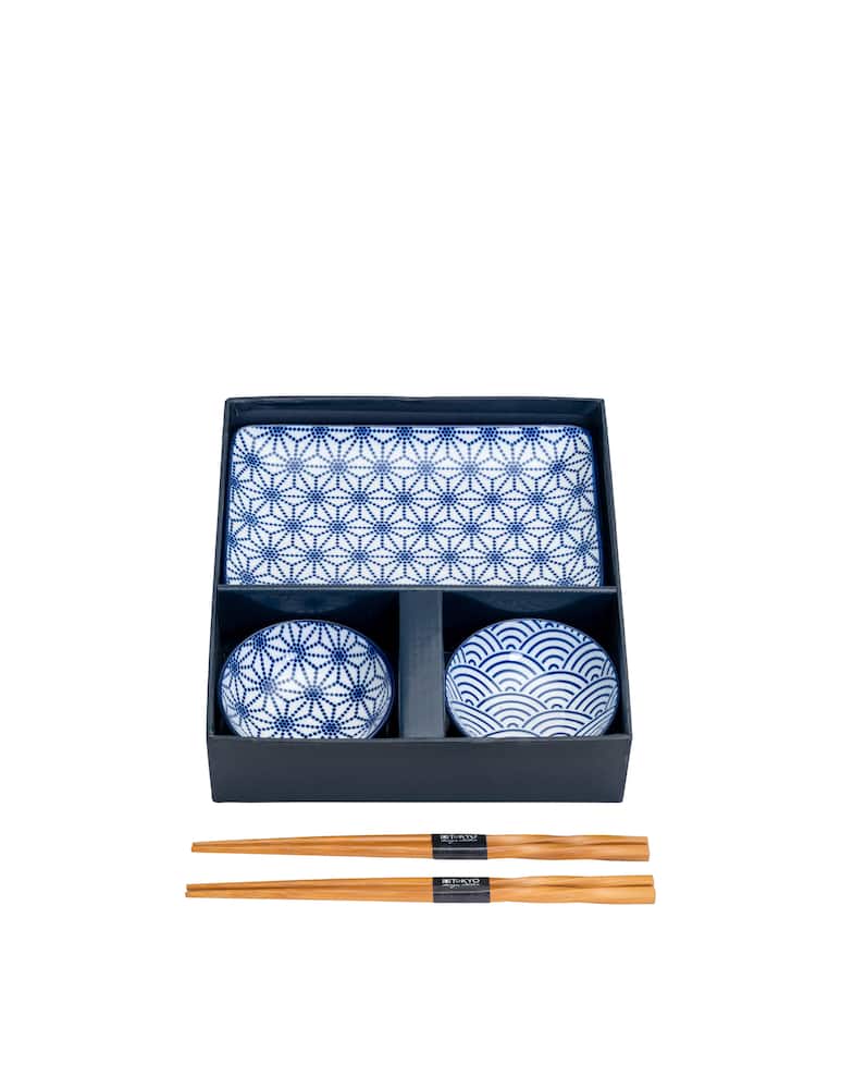 rinascente TOKYO design studio Set di piatti di sushi x 4 21x13.5 e 9.5x3cm - Blu