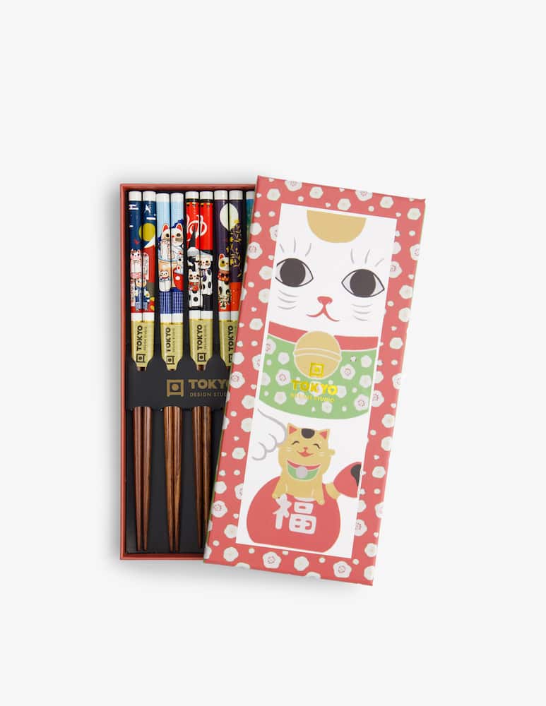 rinascente TOKYO design studio Lucky Cat Gift Set Con Bacchette/5
