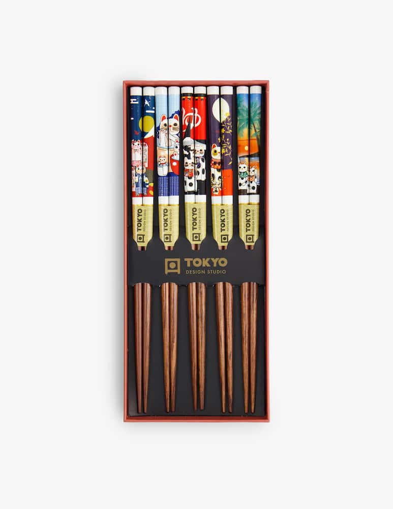 rinascente TOKYO design studio Lucky Cat Gift Set Con Bacchette/5