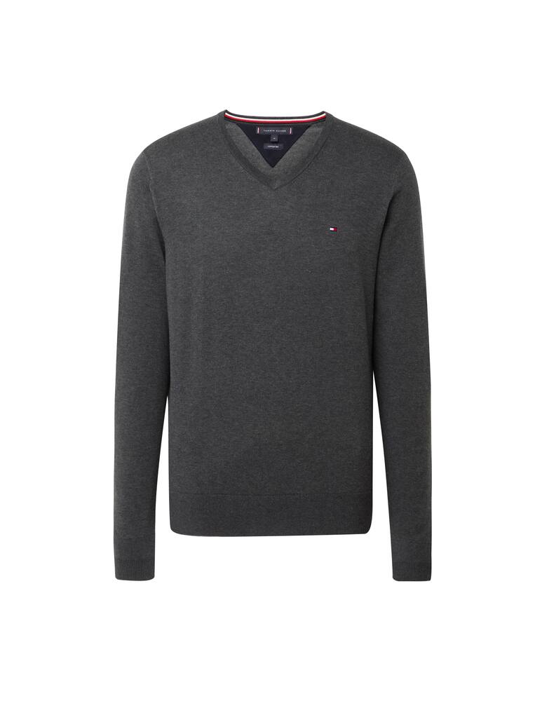 rinascente Tommy Hilfiger Core cotton silk v neck - grey