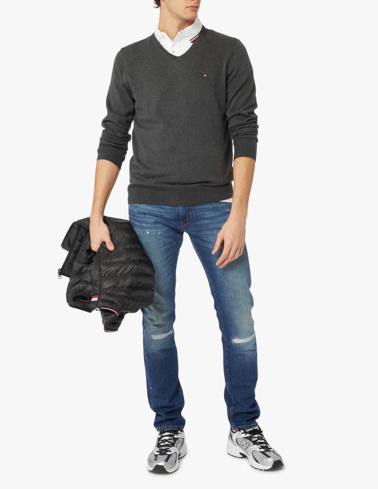 rinascente Tommy Hilfiger Core cotton silk v neck - grey