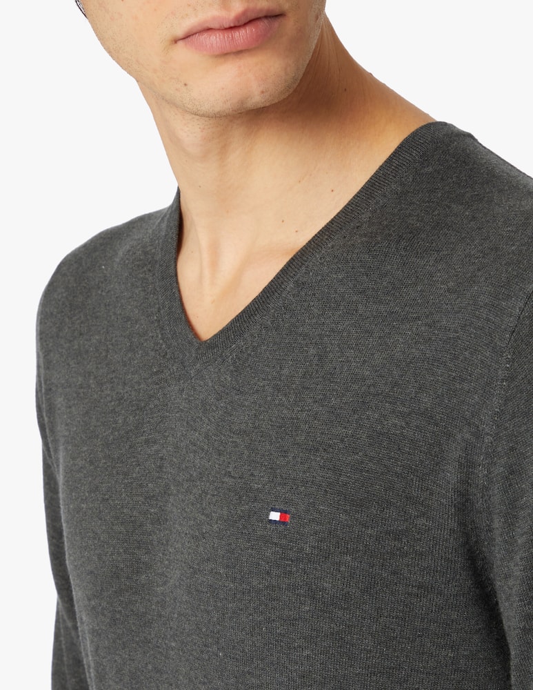 rinascente Tommy Hilfiger Core cotton silk v neck - grey