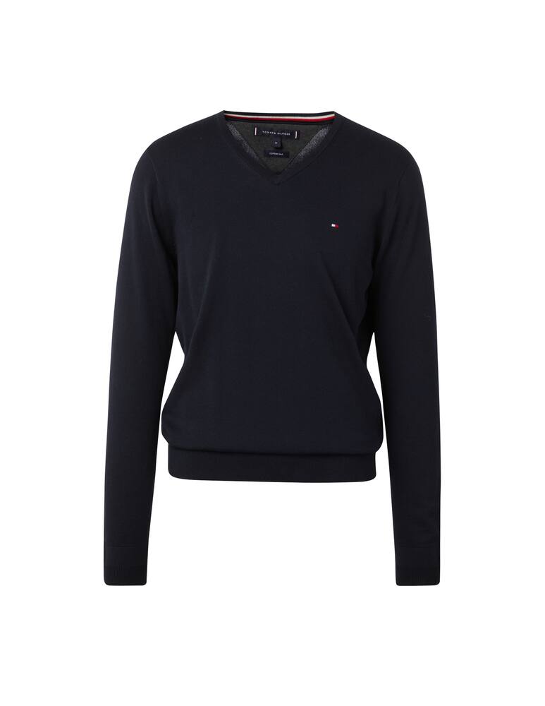 rinascente Tommy Hilfiger Core cotton silk v neck - blue