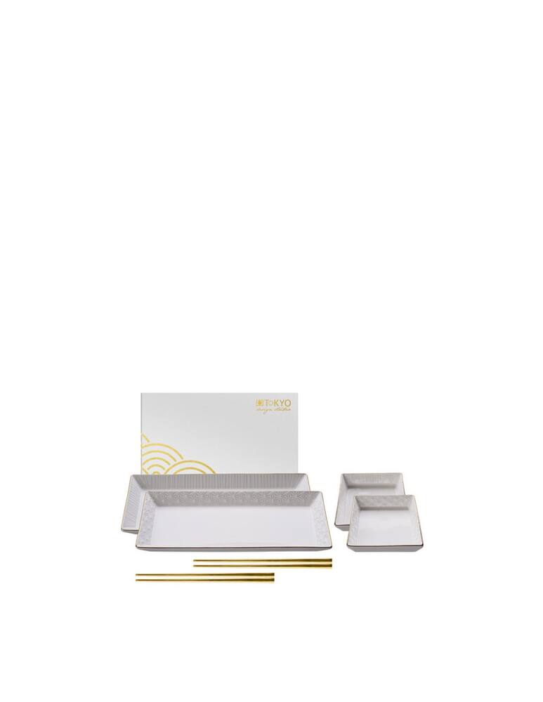 TOKYO design studio Nippon White Gold Rim Sushi Plate Set 4 Pcs With Chopsticks - picture 1 TOKYO design studio Nippon White Gold Rim Sushi Plate Set 4 Pcs With Chopsticks - picture 1