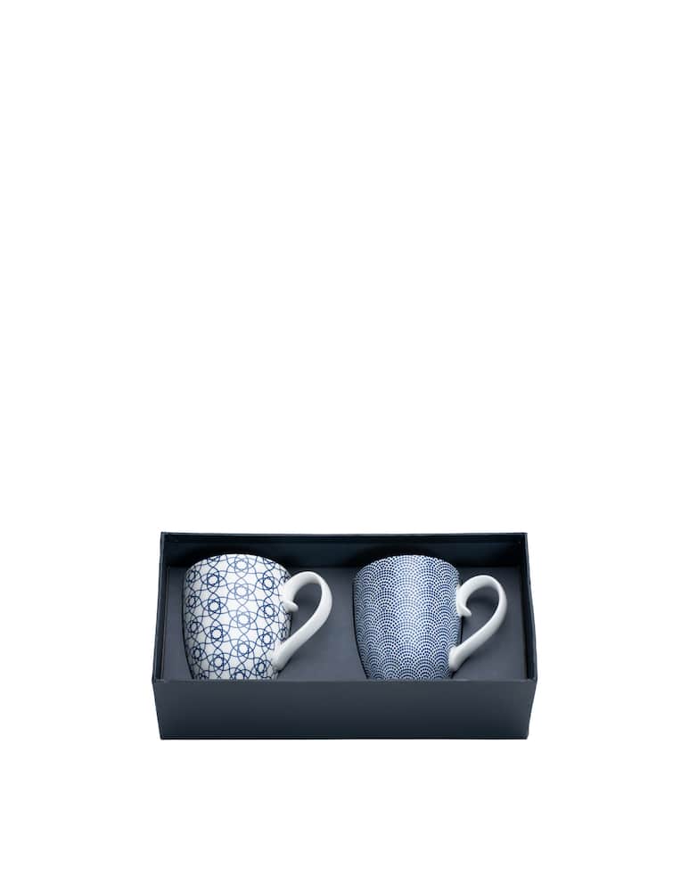 rinascente TOKYO design studio Set tazza 2 pz 8.5x10.2cm 380ml Wave & Dots - Blu