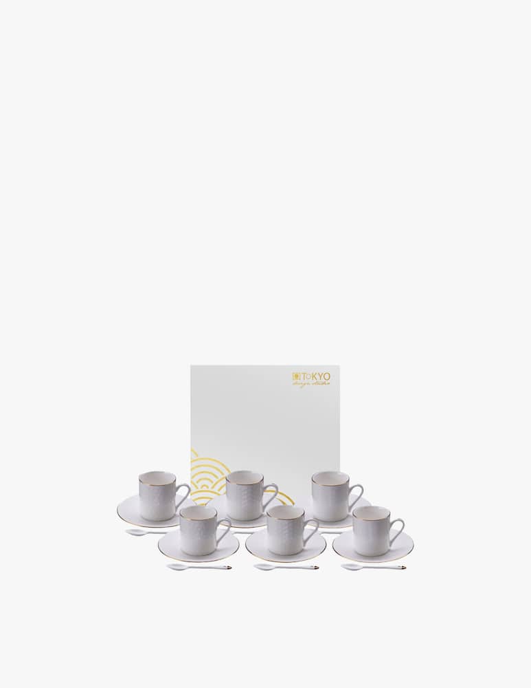 rinascente TOKYO design studio Nippon White Gold Rim Espresso Set 18 Pz - Bianco