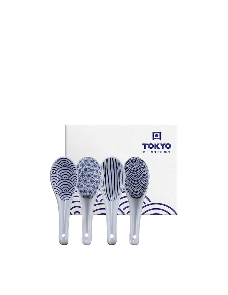TOKYO design studio Nippon Blue Soup Spoon Set 4Pcs 13.8X4.8Cm - picture 1 TOKYO design studio Nippon Blue Soup Spoon Set 4Pcs 13.8X4.8Cm - picture 1