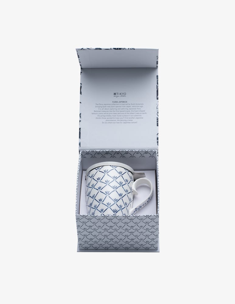 rinascente TOKYO design studio Tazza Flora Japonica Acero Con Colino E Punta Da Tè 380Ml - Blu