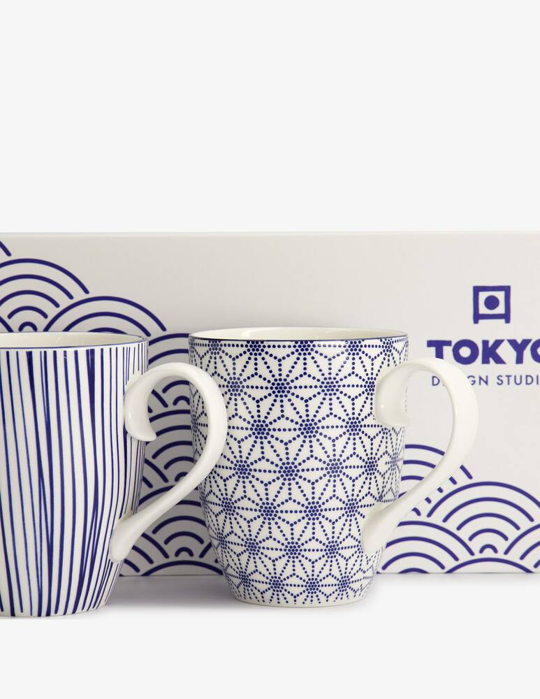 rinascente TOKYO design studio Mug set 2 pcs 8.5x10.2cm 380ml Star & Lines - Blue