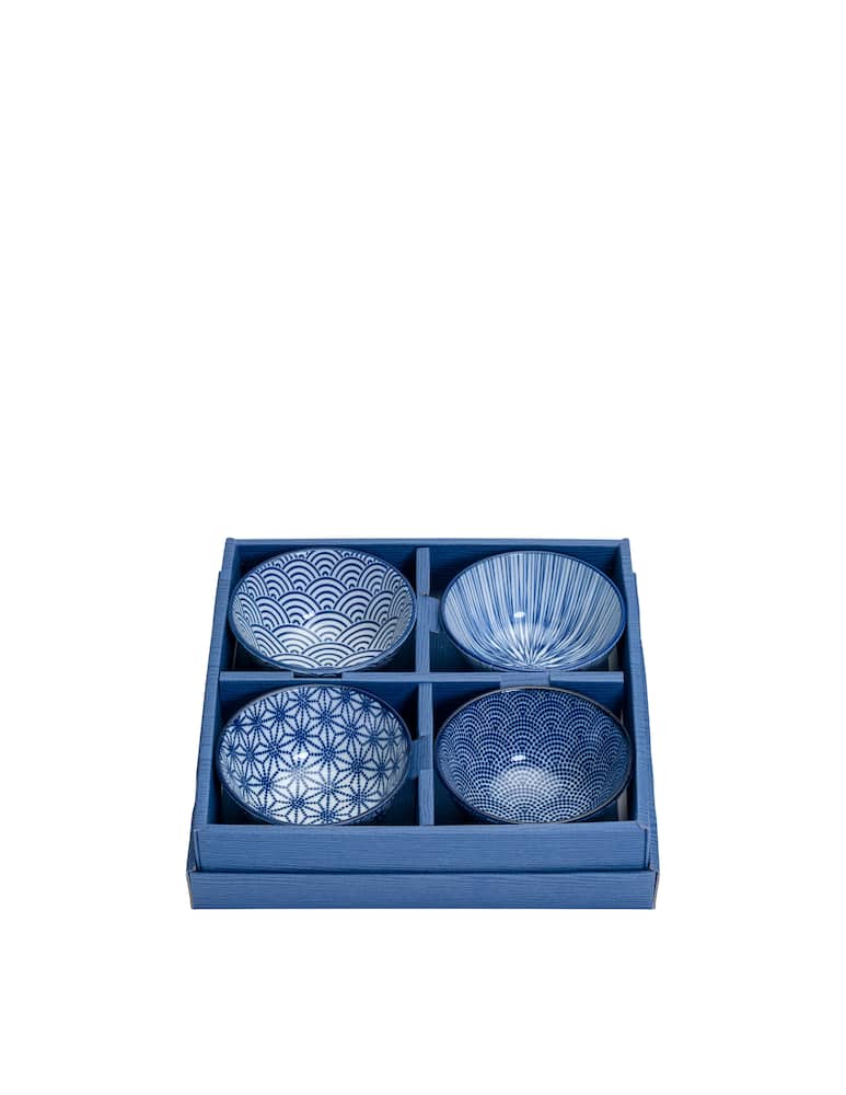 rinascente TOKYO design studio Ciotola di riso box regalo 4pz 12x6.4cm 300ml - Blu