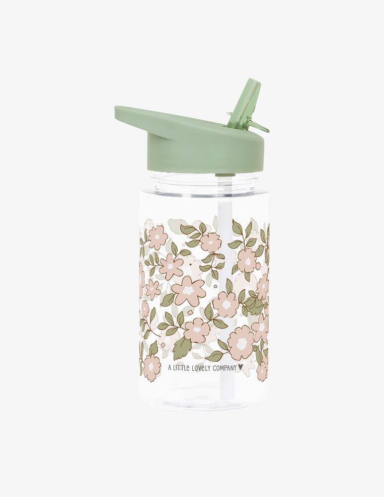 rinascente Little Lovely Company Water bottle with straw 450ml flowers