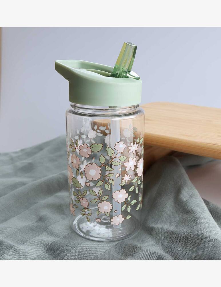 rinascente Little Lovely Company Water bottle with straw 450ml flowers