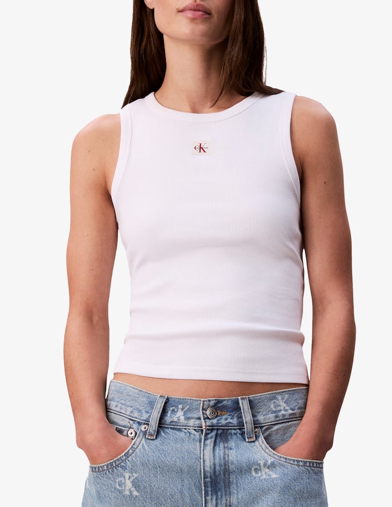 Calvin Klein Jeans Woven cotton rib top - picture 1 Calvin Klein Jeans Woven cotton rib top - picture 1