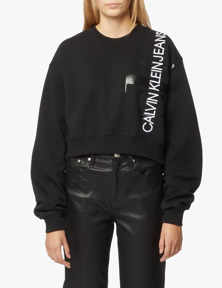 rinascente Calvin Klein Jeans Cotton crop sweatshirt with vertical monogram