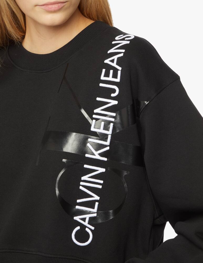 rinascente Calvin Klein Jeans Cotton crop sweatshirt with vertical monogram