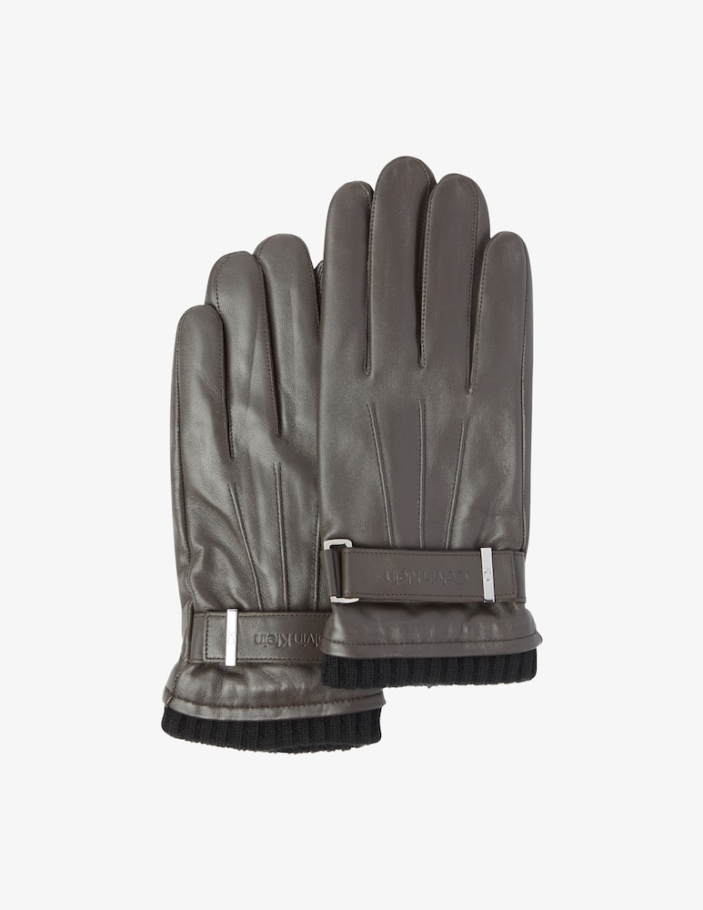 rinascente Calvin Klein Guanti in pelle rivet - Marrone scuro
