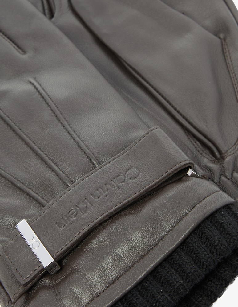 rinascente Calvin Klein Guanti in pelle rivet - Marrone scuro