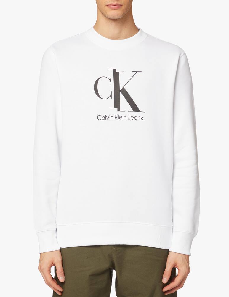 rinascente Calvin Klein Jeans Spliced monogram roundneck sweatshirt - white