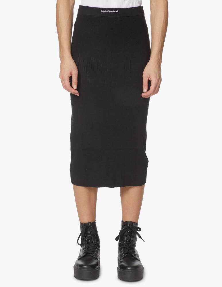 rinascente Calvin Klein Jeans Micro branding midi skirt - black