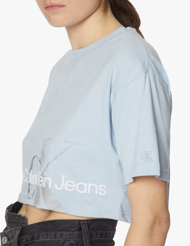 rinascente Calvin Klein Jeans T-shirt crewneck two tone monogram - light blue