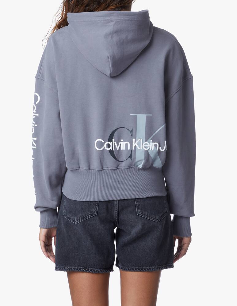 rinascente Calvin Klein Jeans Felpa con monogramma bicolore sul retro - grigio