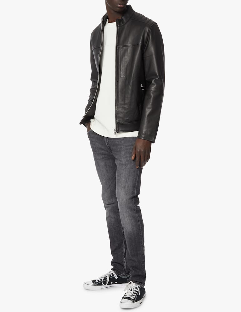 Calvin Klein Leather biker jacket - black - picture 2 Calvin Klein Leather biker jacket - black - picture 2