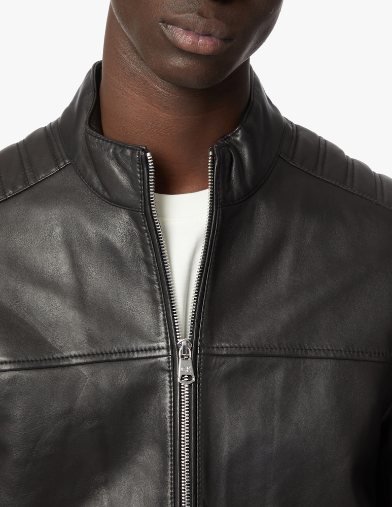Calvin Klein Leather biker jacket - black - picture 4 Calvin Klein Leather biker jacket - black - picture 4