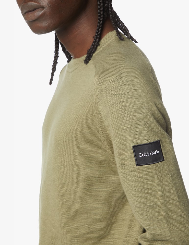 rinascente Calvin Klein Sleeve badge cotton sweater - green