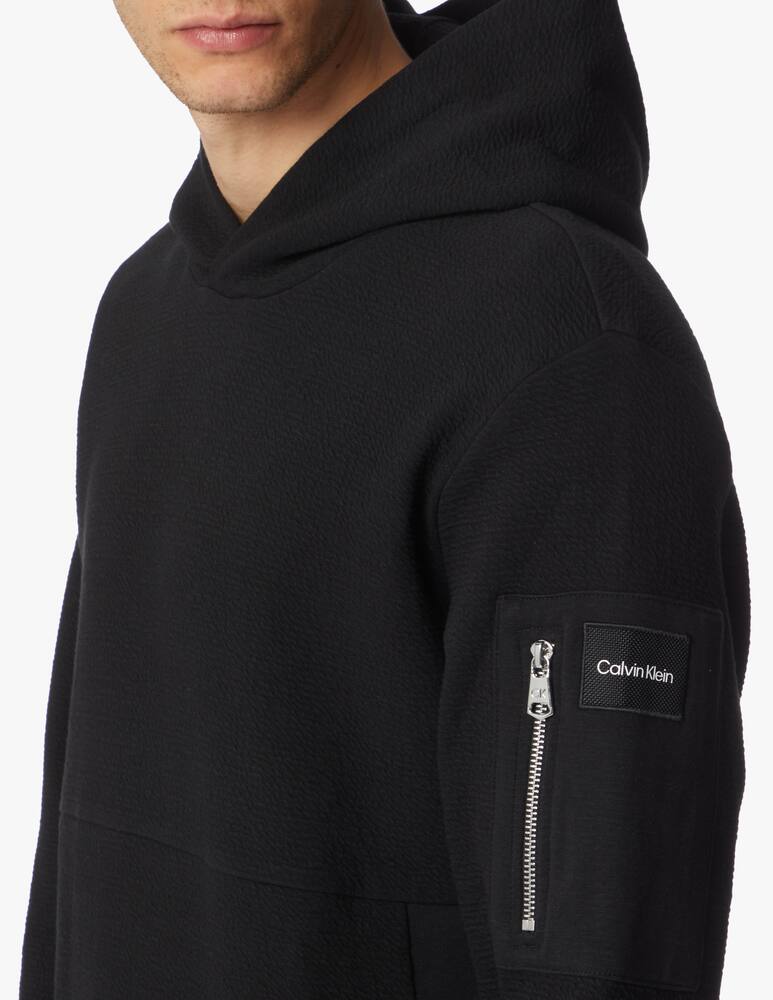 rinascente Calvin Klein Felpa con cappuccio maglia tessuto soft - nero