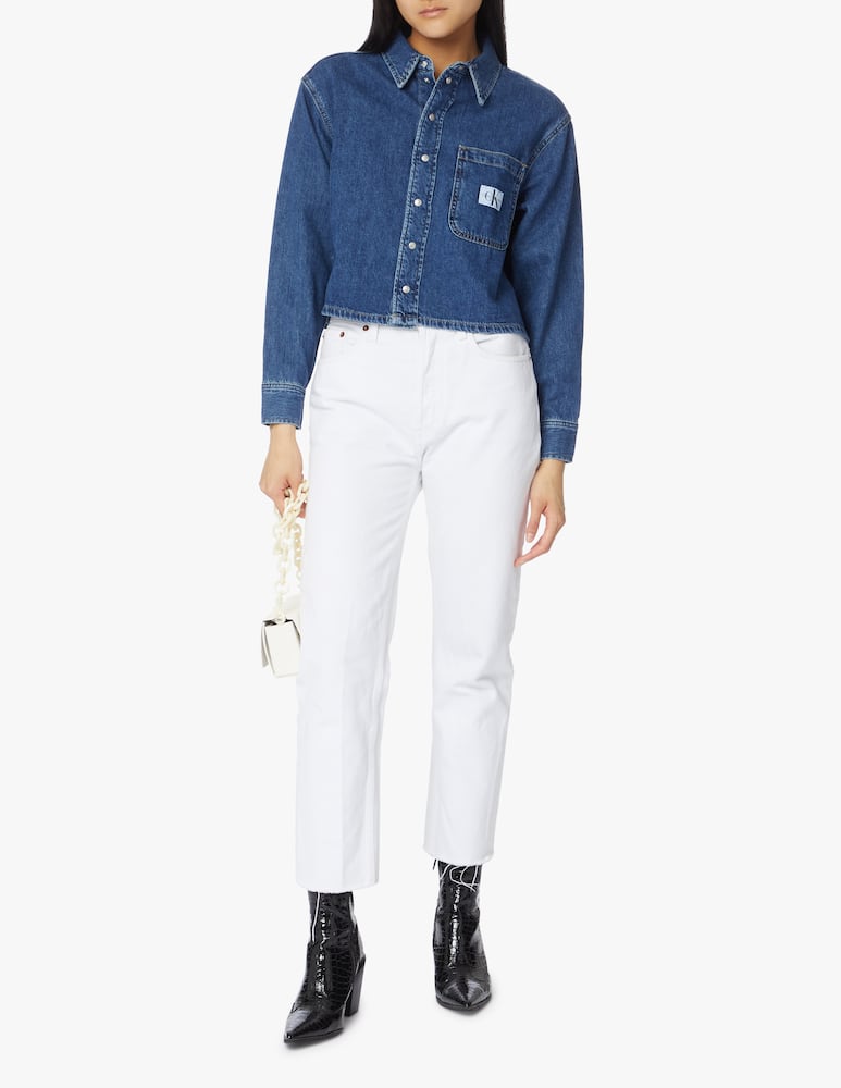 rinascente Calvin Klein Jeans Cropped denim shirt - blue
