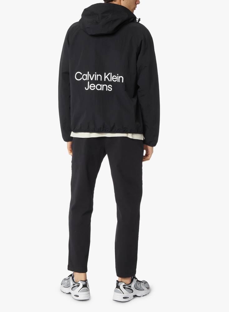 rinascente Calvin Klein Jeans Windbreaker stacked logo jacket - black
