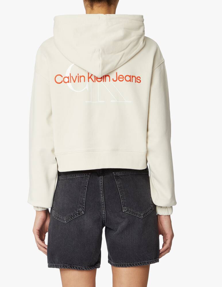 rinascente Calvin Klein Jeans Felpa con cappuccio monogramma bicolore - bianco
