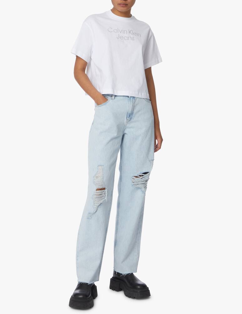 rinascente Calvin Klein Jeans Silver embroidery logo t-shirt - white