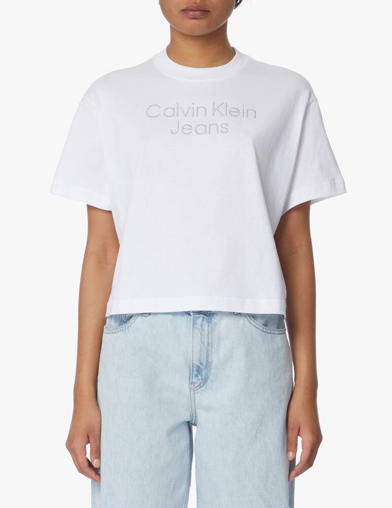 rinascente Calvin Klein Jeans Silver embroidery logo t-shirt - white
