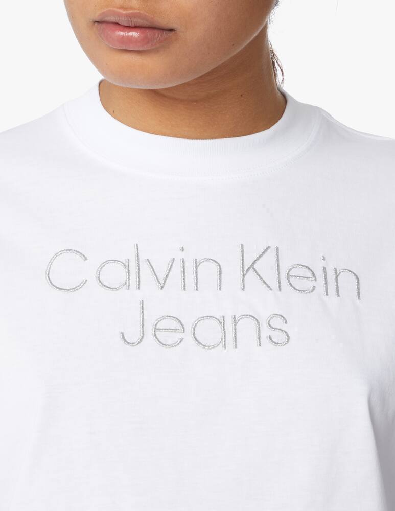 rinascente Calvin Klein Jeans Silver embroidery logo t-shirt - white