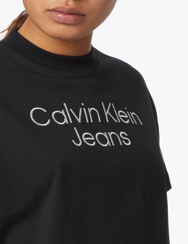 rinascente Calvin Klein Jeans T-shirt con logo ricamato argento - nero