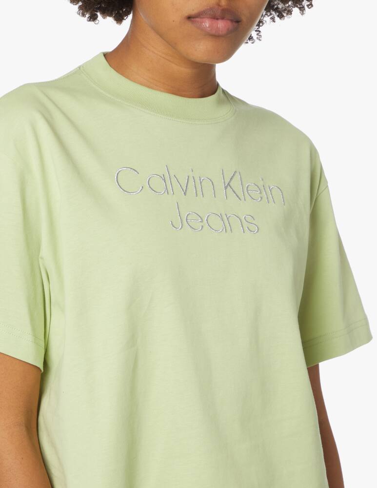 rinascente Calvin Klein Jeans Silver embroidery logo t-shirt - green