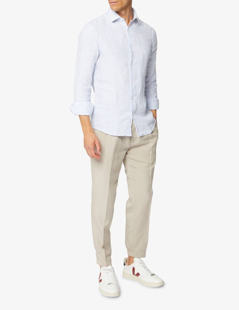 Calvin Klein Striped linen slim shirt - multi - picture 2 Calvin Klein Striped linen slim shirt - multi - picture 2