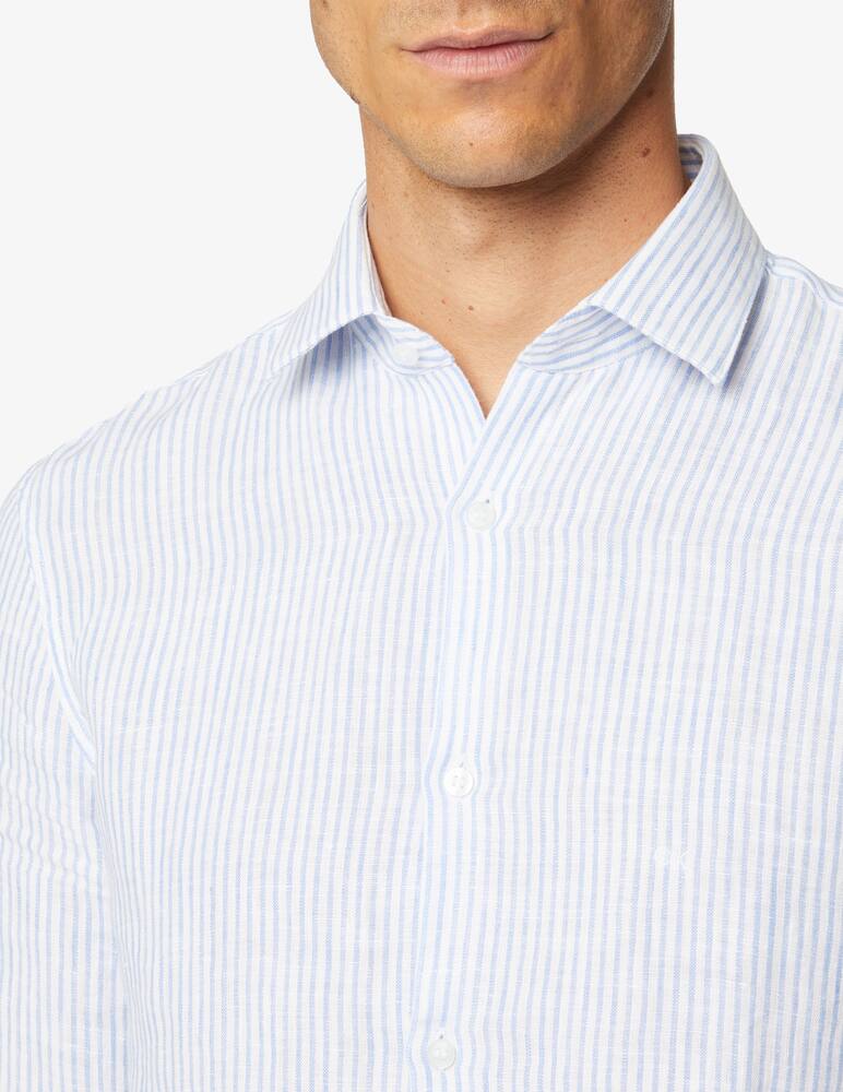 Calvin Klein Striped linen slim shirt - multi - picture 4 Calvin Klein Striped linen slim shirt - multi - picture 4