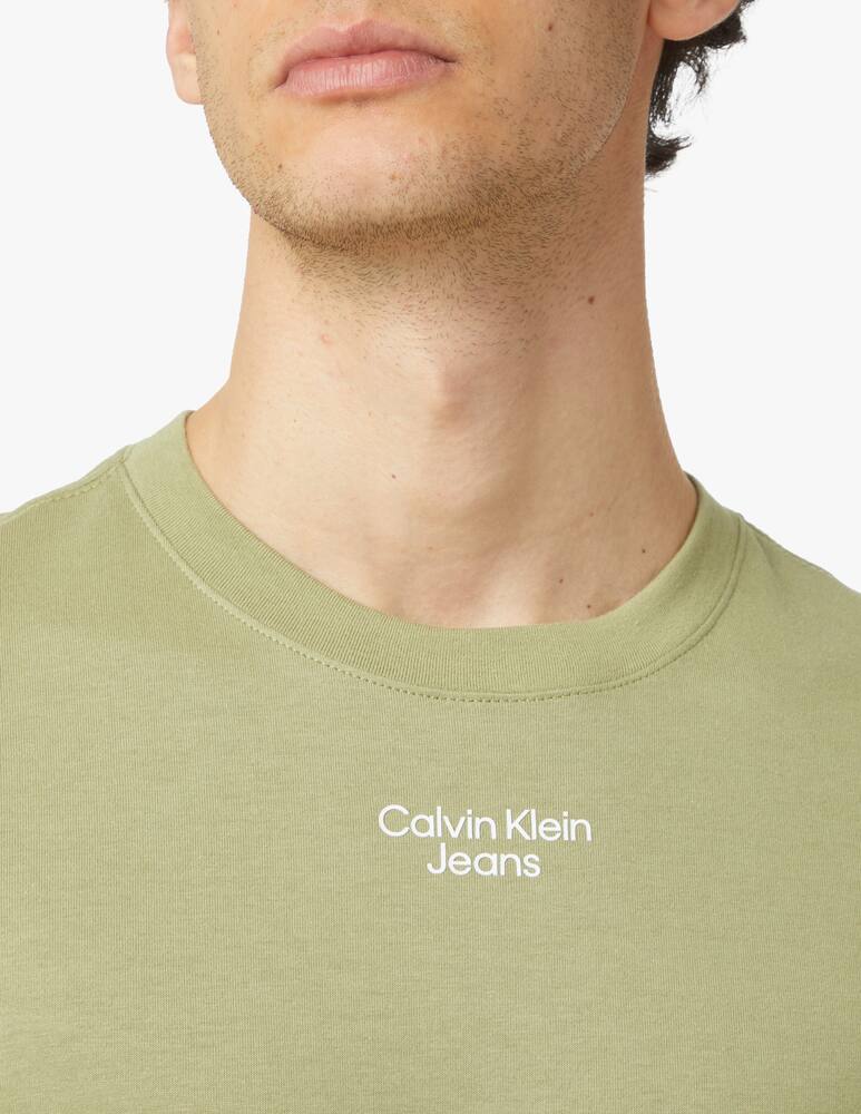 rinascente Calvin Klein Jeans Maglietta maniche corte stacked logo print - verde