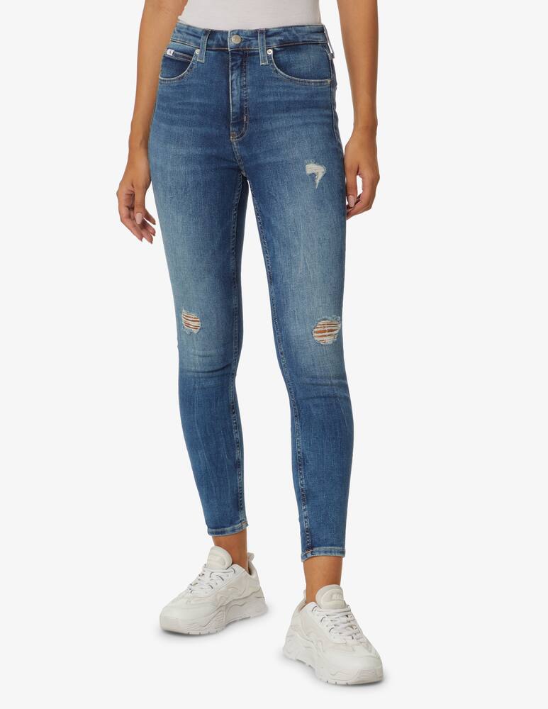 rinascente Calvin Klein Jeans High rise super skinny jeans with rips - Blue