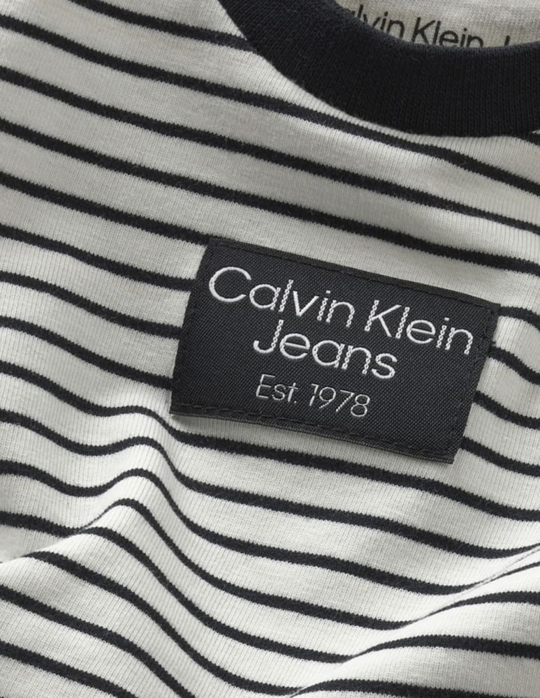 rinascente Calvin Klein Badge cotton striped  t-shirt - White