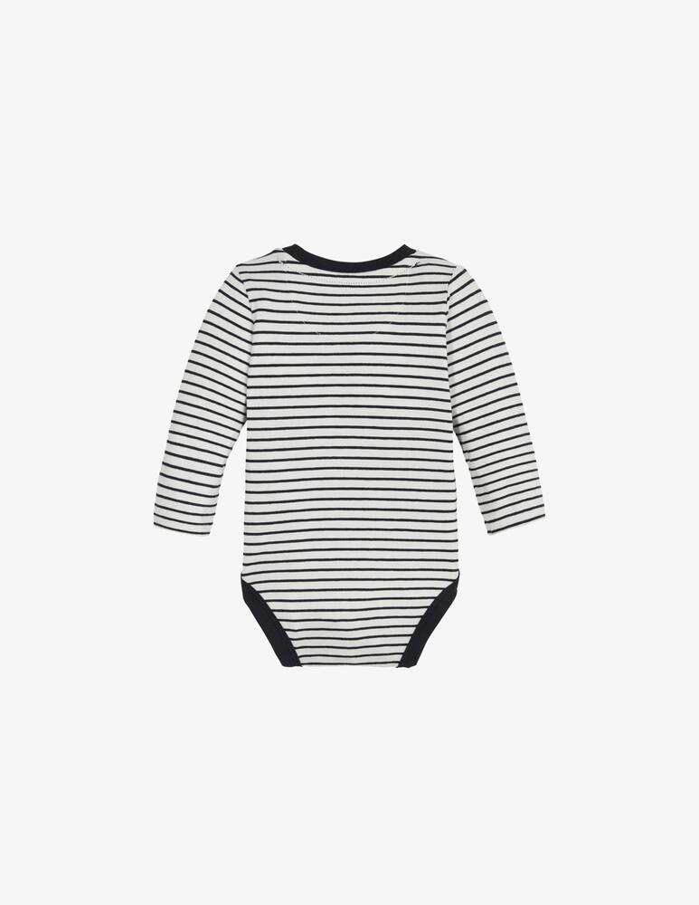 rinascente Calvin Klein Body a maniche lunghe in cotone rigato badge - Bianco