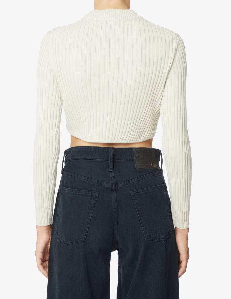 rinascente Calvin Klein Jeans Maglia a maniche lunghe crop in cotone - Bianco