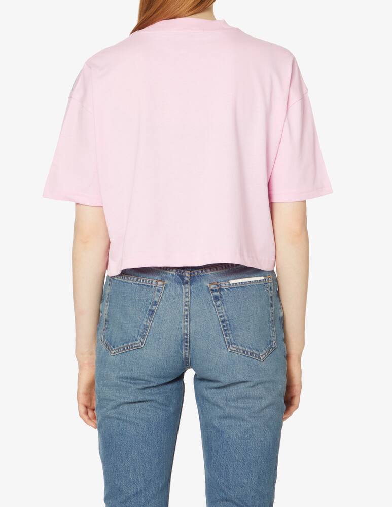 rinascente Calvin Klein Jeans T-shirt crop in cotone con logo - Rosa