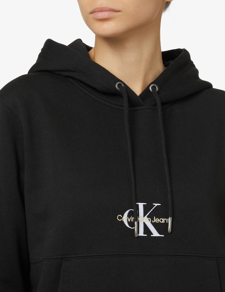 rinascente Calvin Klein Jeans Felpa con cappuccio in misto cotone Monogram - Nero