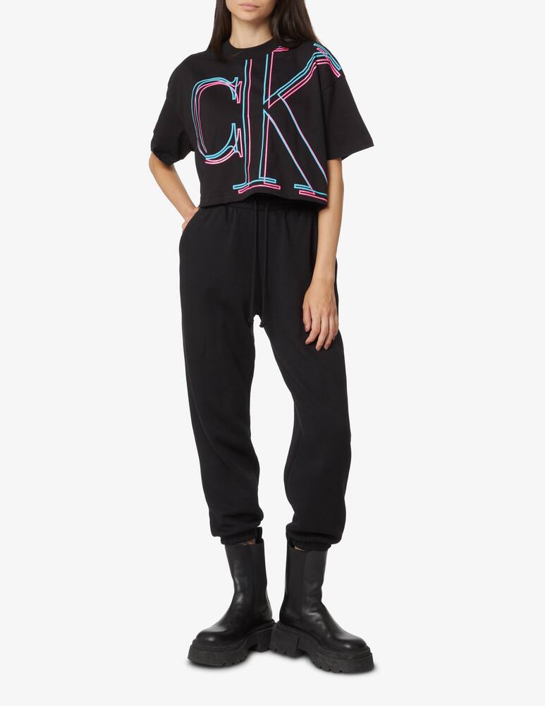 rinascente Calvin Klein Jeans Cotton crop logo t-shirt - Black