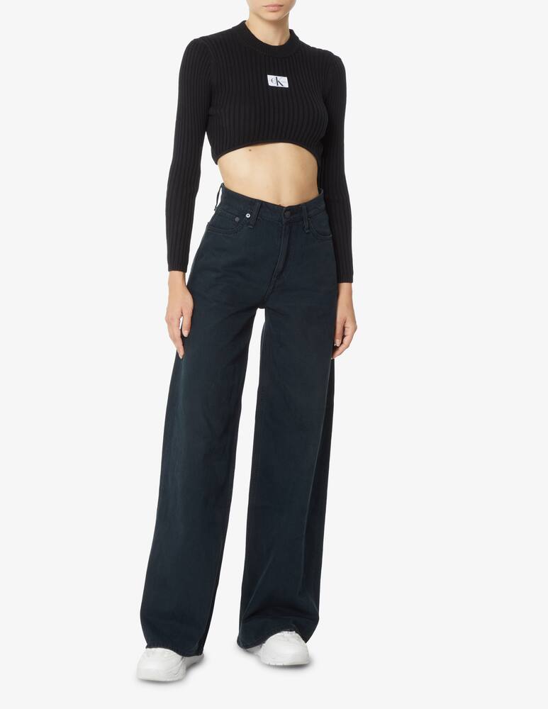 Calvin Klein Jeans Cotton long-sleeved crop tee - Black - picture 2 Calvin Klein Jeans Cotton long-sleeved crop tee - Black - picture 2