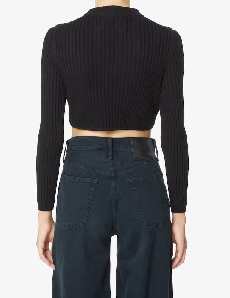 Calvin Klein Jeans Cotton long-sleeved crop tee - Black - picture 3 Calvin Klein Jeans Cotton long-sleeved crop tee - Black - picture 3