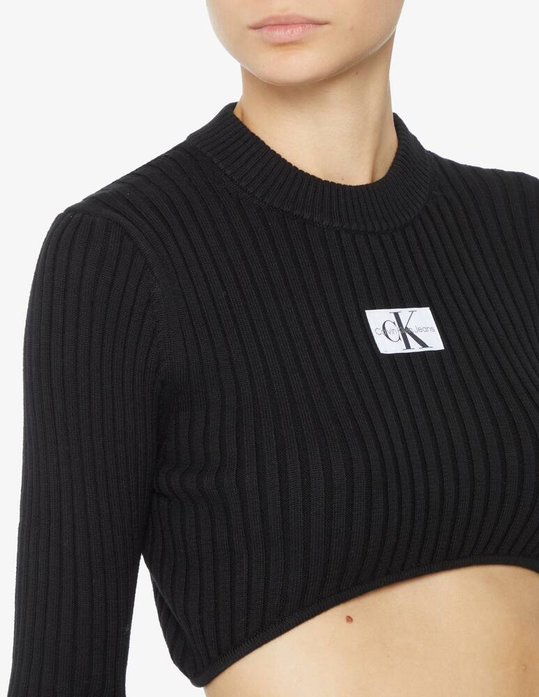 rinascente Calvin Klein Jeans Maglia a maniche lunghe crop in cotone - Nero